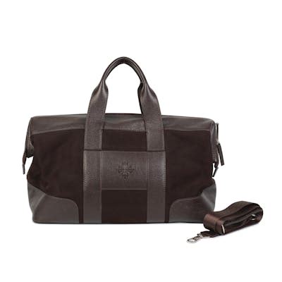 patek philippe duffle bag|Patek Philippe. A brown leather and cloth duffle bag.